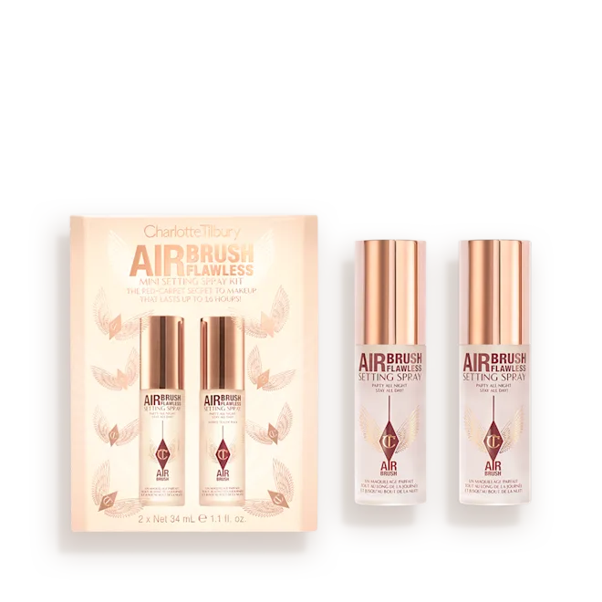 CHARLOTTE TILBURY AIRBRUSH FLAWLESS MINI SETTING SPRAY KIT TRAVEL SIZE FACE KIT