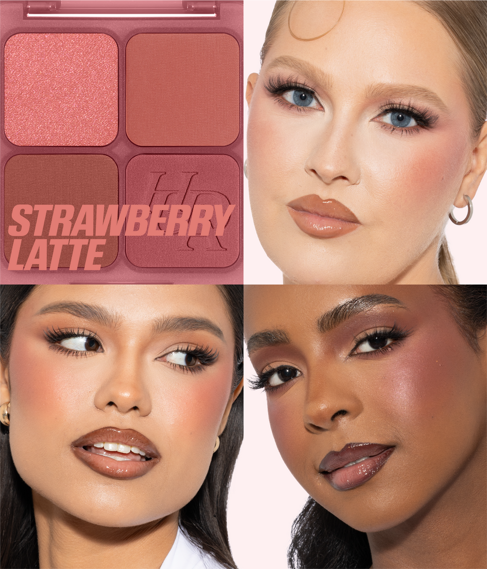 HUDA BEAUTY BLUSH FILTER BLURRING BLUSHIGHLTERS PALETTE (strawberry latte)