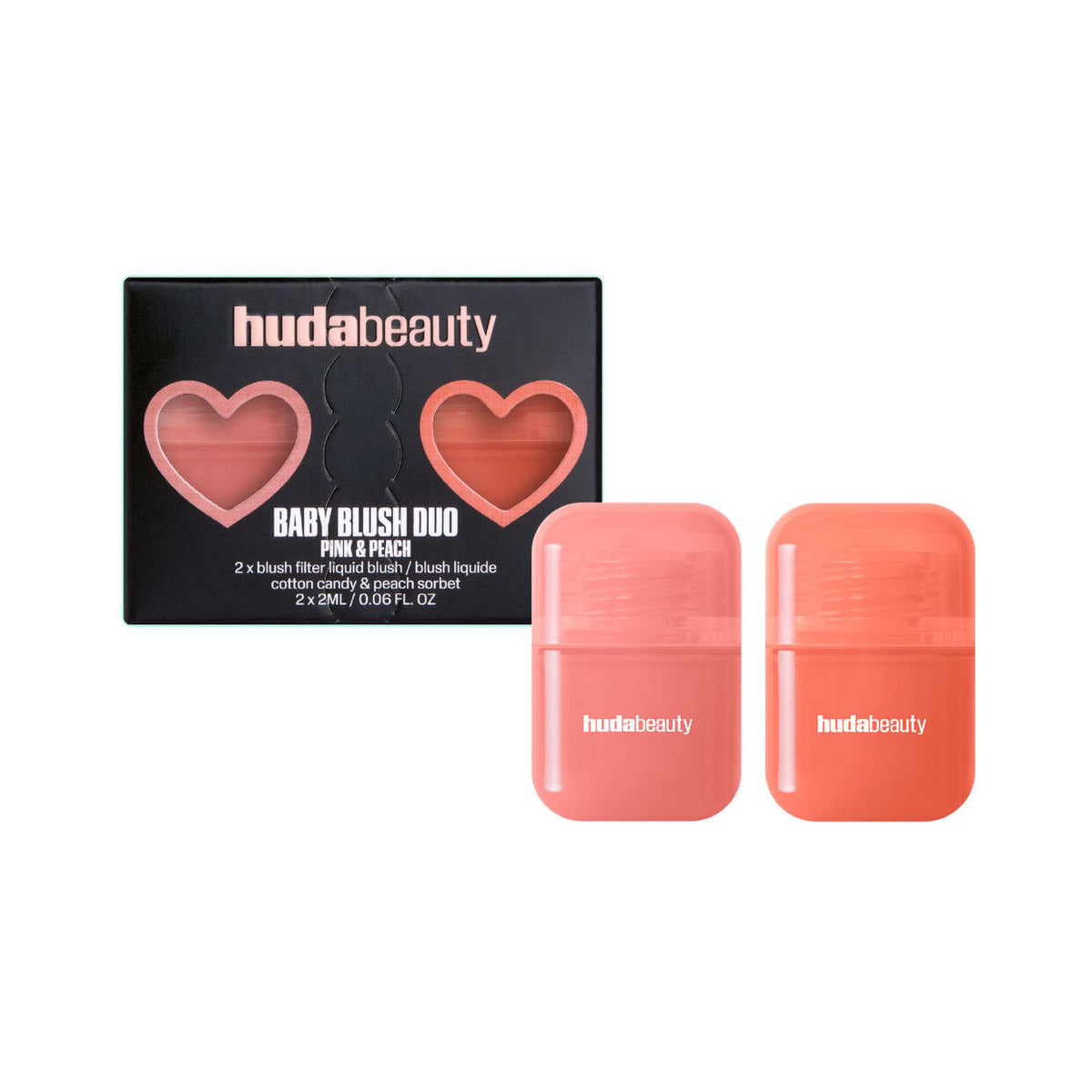 HUDA BEAUTY MINI BABY BLUSH DUO SET (COTTON CANDY - PEACH SORBET)