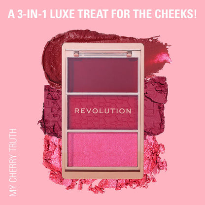 REVOLUTION BEAUTY BLUSH ICON PALETTE TRIO BLUSH  (MY CHERRY TRUTH)