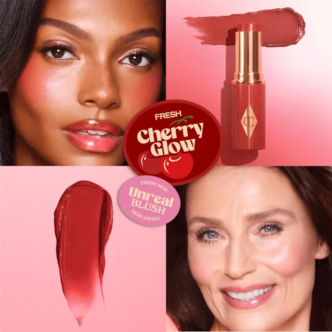 CHARLOTTE TILBURY  UNREAL LIP + CHEEK GLOW BLUSH STICK WITH HYALURONIC ACID (CHERRY GLOW)
