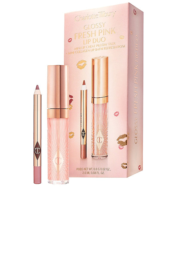 CHARLOTTE TILBURY GLOSSY FRESH PINK LIP DUO(PILLOW TALK + REFRESH ROSE)