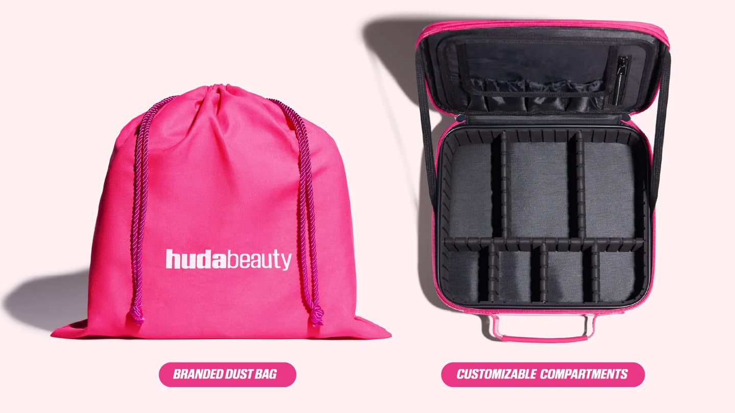 HUDA BEAUTY LARGE PINK VANITY BAG