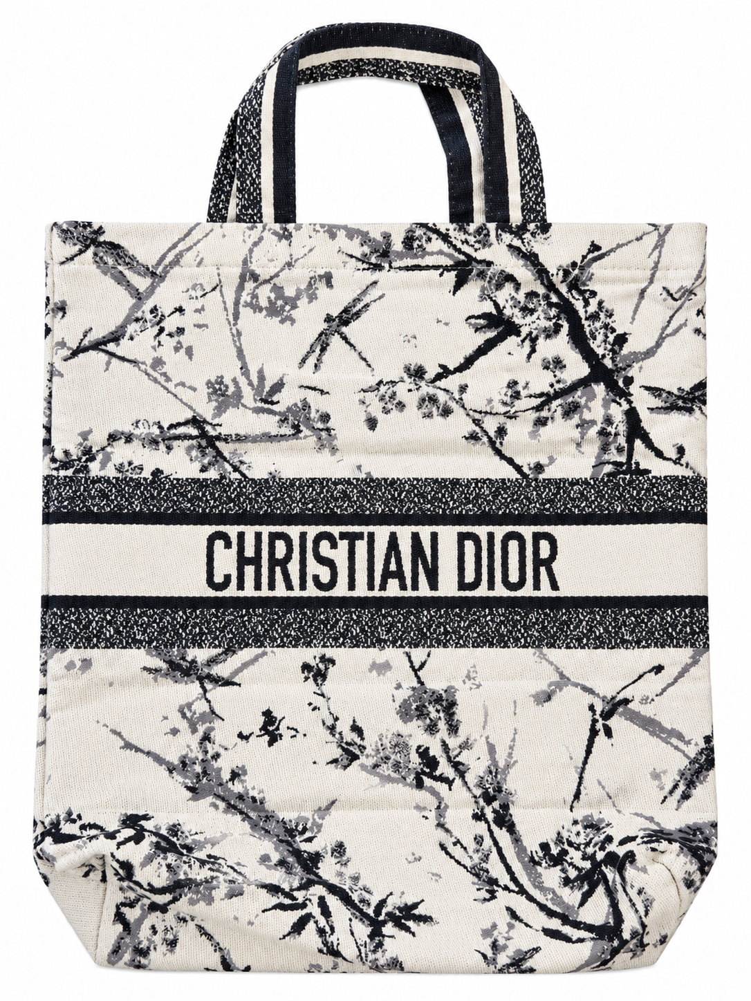 Christian Dior Floral Print Book Tote Bag – Black & White