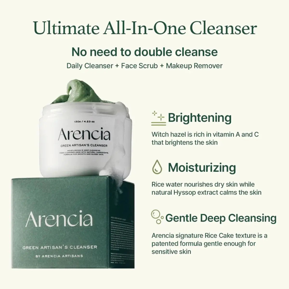 ARENCIA FRESH GREEN RICE MOCHI CLEANSER