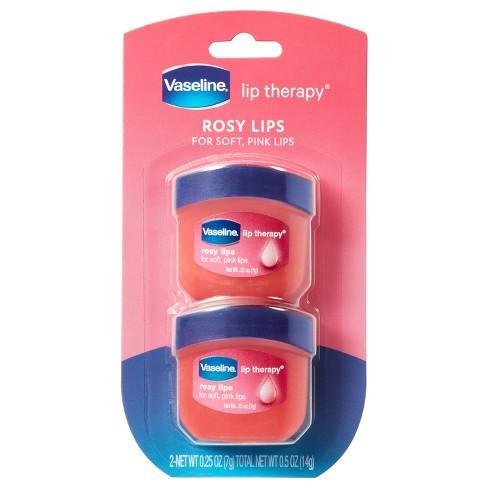 Vaseline Lip Therapy Rosy Lips Mini Pure Petroleum Jelly Advanced Moisture  Light Rose Fragrance, Sheer Pink Tint On Lips, Mini Vaseline Petroleum Jelly