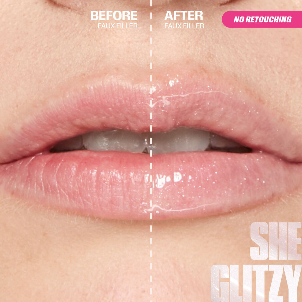 HUDA BEAUTY Icy Nude FAUX FILLER Lip Gloss (SHE glitzy)