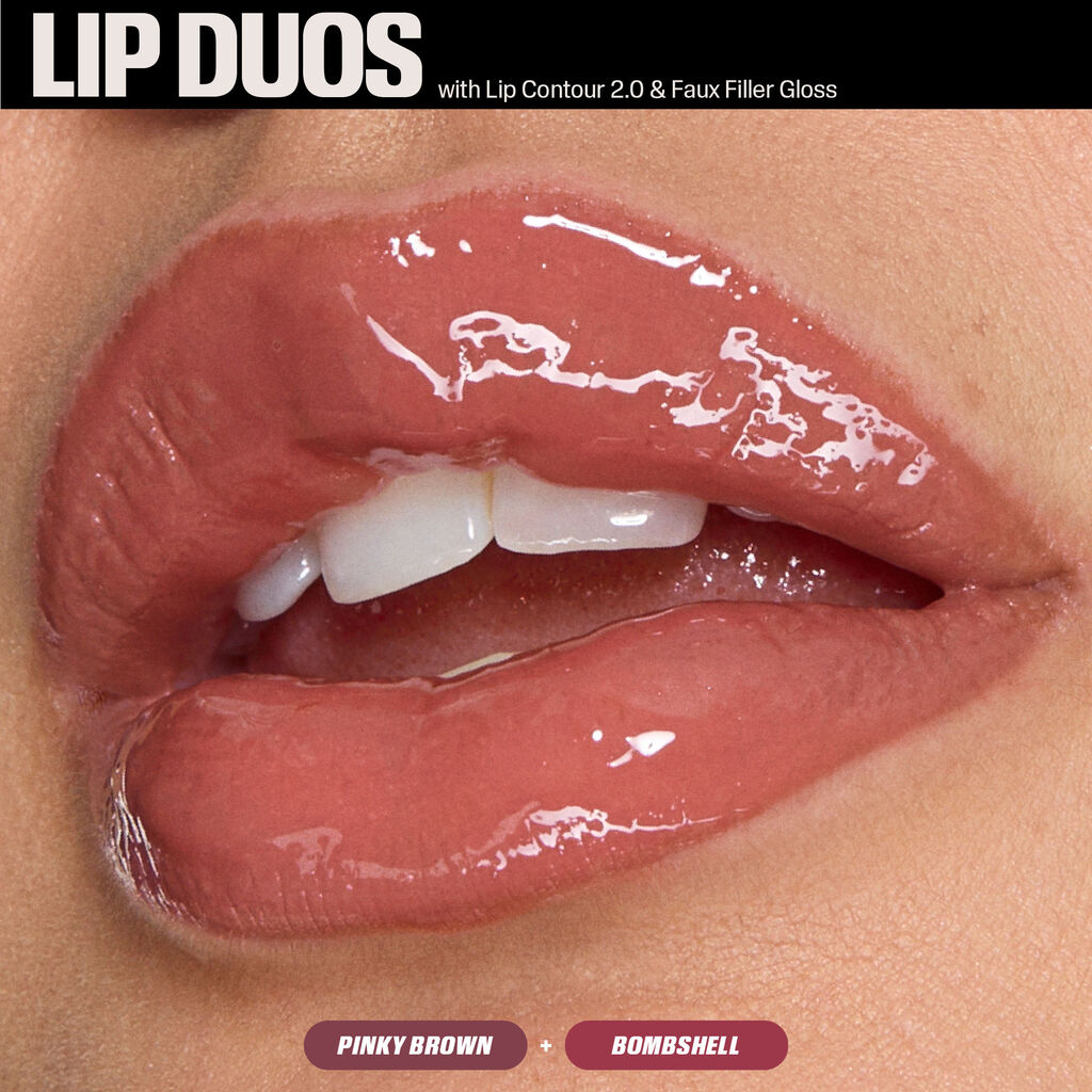 HUDA BEAUTY PINK KIT JUICY BOMBSHELL LIP DUO (LIP LINER PINKY BROWN  + BOMBSHELL)