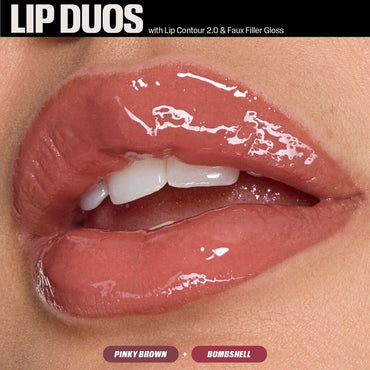 HUDA BEAUTY PINK KIT JUICY BOMBSHELL LIP DUO (LIP LINER PINKY BROWN  + BOMBSHELL)