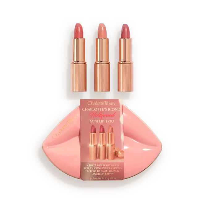 CHARLOTTE TILBURY HOLLYWOOD ICONIC MINI LIP TRIO TRAVEL SIZE LIP KIT