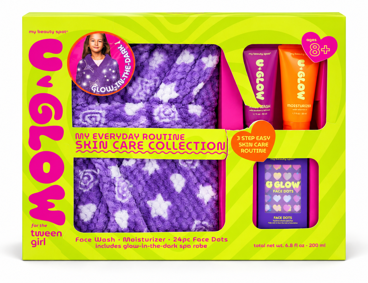 BEAUTY SPOT GLOW IN THE DARK SPA ROBE SKINCARE GIFT SET