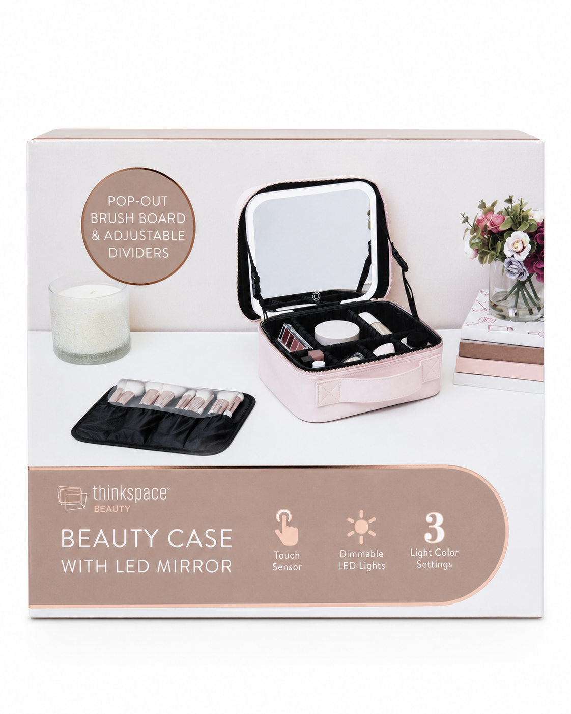 BEAUTY CASE WIH LEB MIRROR FOR MAKEUP STORAGE