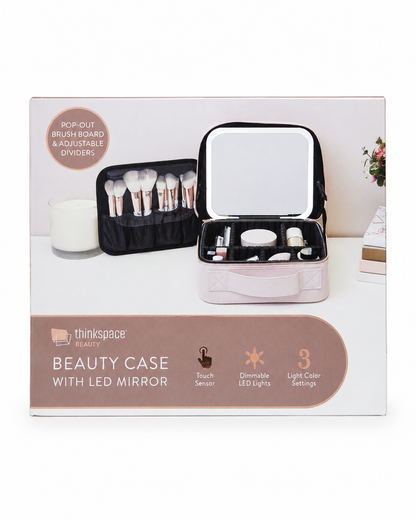 BEAUTY CASE WIH LEB MIRROR FOR MAKEUP STORAGE