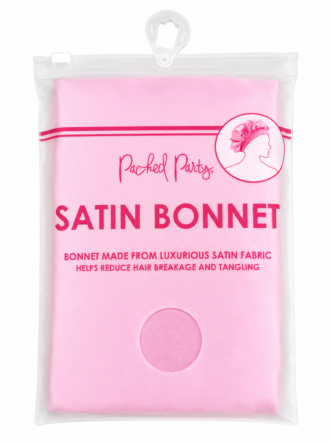 PACKED PARTY SATIN BONNET PINK BONNET MADE FROM LUXURIOUS SATIN FABRIC