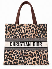 CHRISTIAN DIOR LEOPARD PRINT TOTE BAG