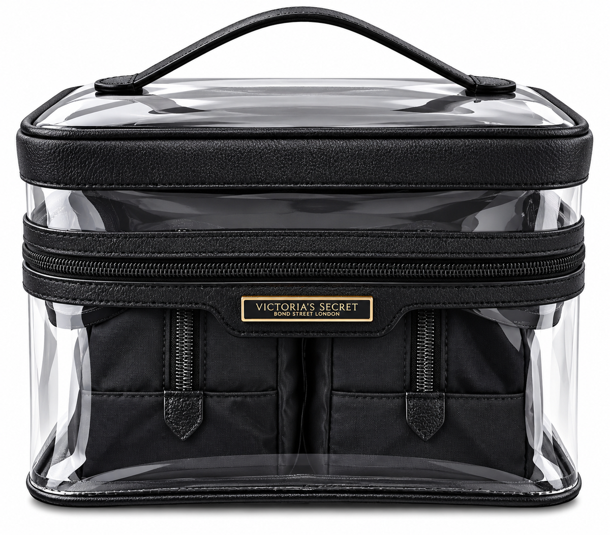 VICTORIA SECRET BLACK  LEATHER MAKEUP BAG OF 4 PIECES