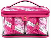 VICTORIA SECRET  BLACK HOT PINK  MAKEUP BAG OF 3 PIECES