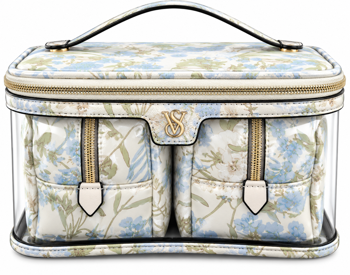 VICTORIA SECRET  LIGHT GREEN BLUE SKY MAKEUP BAG OF 3 PIECES