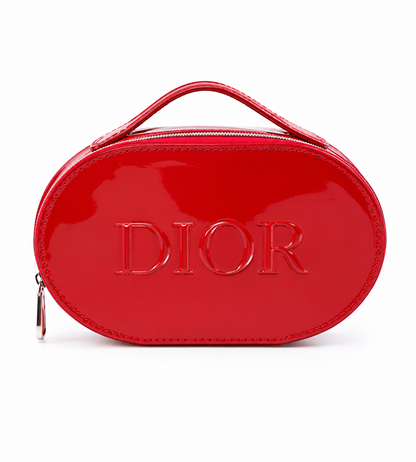 CHRISTIAN DIOR  RED LEATHER ROUND BAG