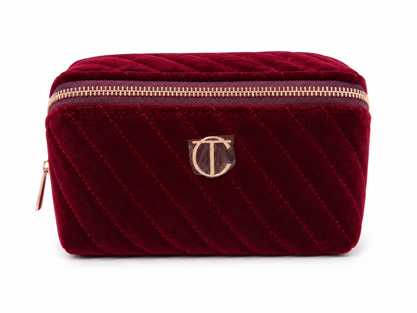 CHARLOTTE TILBURY BURGENDY BAG WITH 3 MINI BRUSH LIMITED EDITION