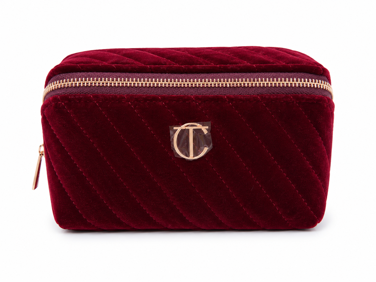 CHARLOTTE TILBURY BURGENDY BAG WITH 3 MINI BRUSH LIMITED EDITION