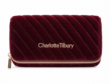 CHARLOTTE TILBURY BURGENDY BAG WITH 3 MINI BRUSH LIMITED EDITION