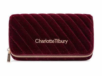 CHARLOTTE TILBURY BURGENDY BAG WITH 3 MINI BRUSH LIMITED EDITION