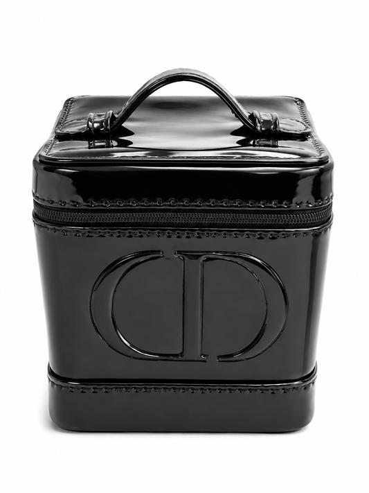 CHRISTIAN DIOR  BLACK LEATHER MAKEUP BAG