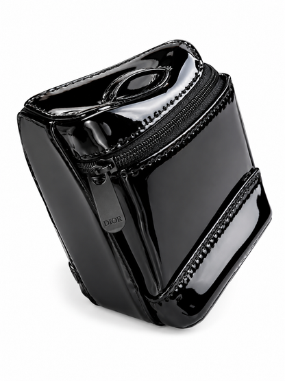 CHRISTIAN DIOR  BLACK LEATHER MAKEUP BAG