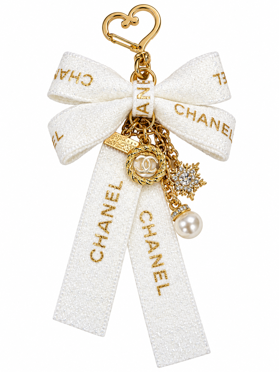Luxury Bow Keychain with Gold & Pearl Charms