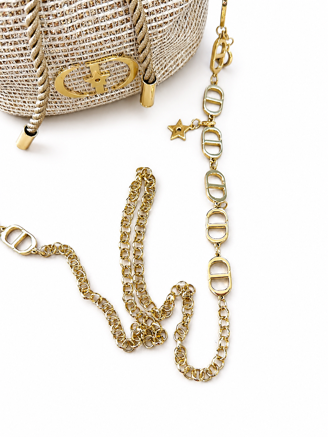 CHRISTIAN DIOR LIMITED EDITION COLLECTION BUCKET GOLD ROUND BAG