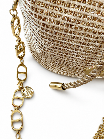 CHRISTIAN DIOR LIMITED EDITION COLLECTION BUCKET GOLD ROUND BAG
