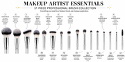 PROFESSIONAL MAKEUP ARTIST 17 PIECES OF PRO BRUSH SET SILVER