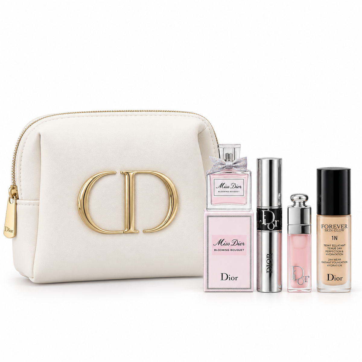 CHRISTIAN DIOR WHITE BAG WITH 4 MINIS