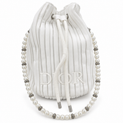 CHRISTIAN DIOR BUCKET DIOR WHITE BAG WITH WHITE PEARL WITHOUT BOX
