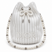 CHRISTIAN DIOR BUCKET DIOR WHITE BAG WITH WHITE PEARL WITHOUT BOX