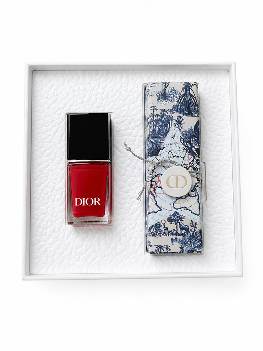 CHRISTIAN DIOR ROUGE SATIN 999 MINI VERNIS AND FULL SIZE LIPSTICK