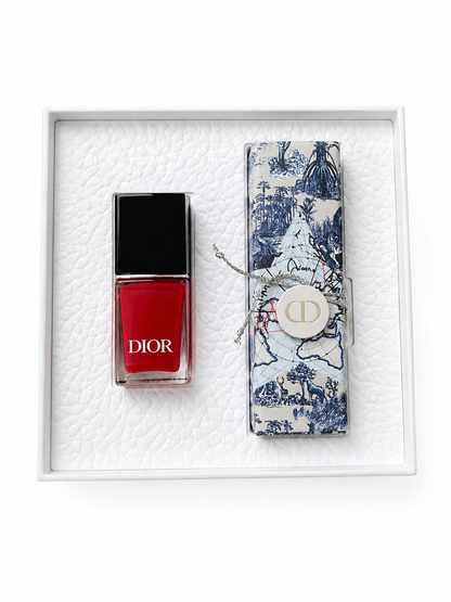 CHRISTIAN DIOR ROUGE SATIN 999 MINI VERNIS AND FULL SIZE LIPSTICK