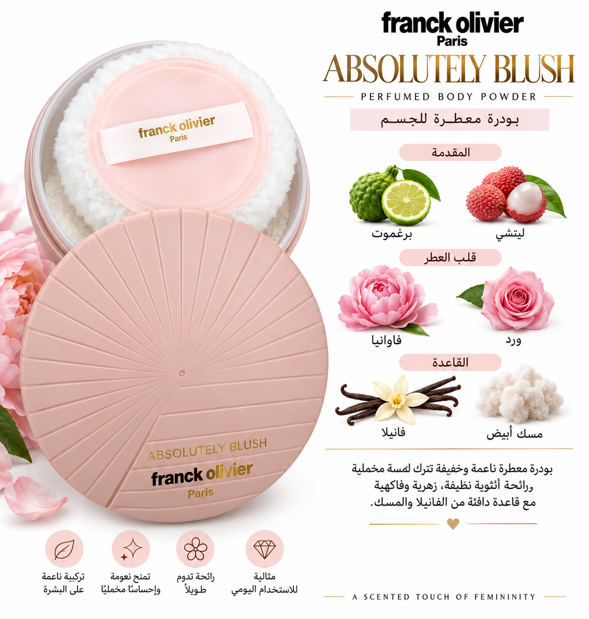 FRANCK OLIVIER - ABSOLUTELY BLUSH PERFUMED BODY POWDER