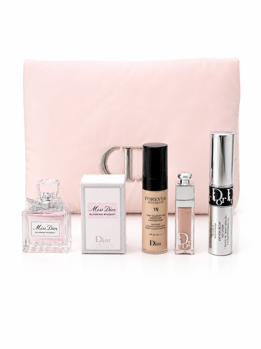 CHRISTIAN DIOR LIMITED EDITION PUFFY PINK BAG WITH 4 PIECES