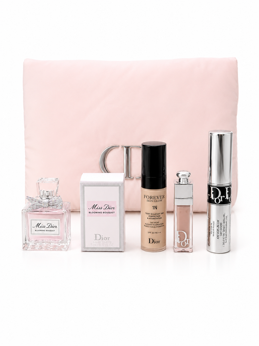 CHRISTIAN DIOR LIMITED EDITION PUFFY PINK BAG WITH 4 PIECES