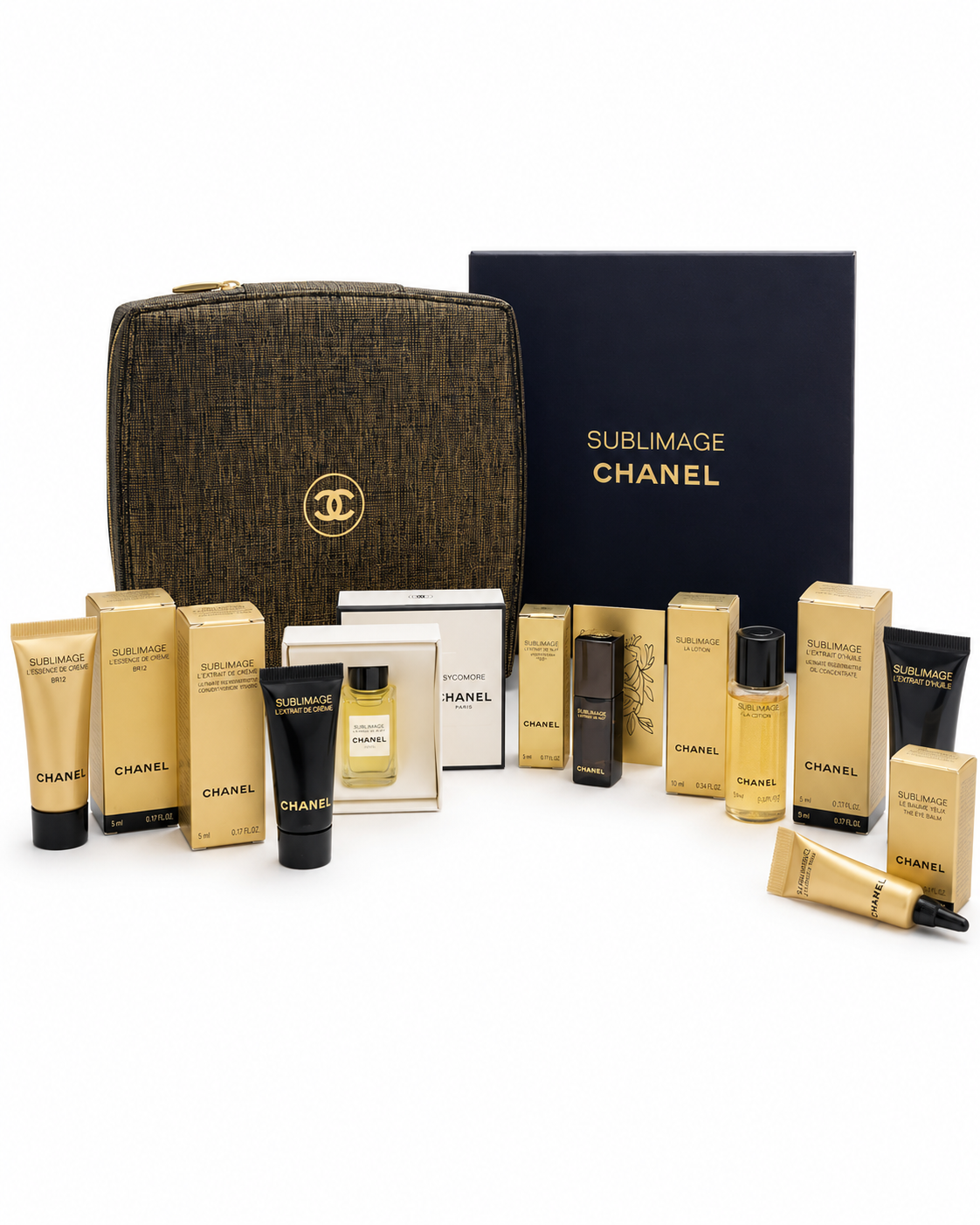 CHANEL SKINCARE SET SUBLIMAGE KIT WITH A SQUARE BAG AND 7 MINI PIECES