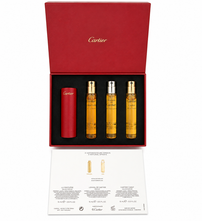 CARTIER 3 NATURAL SPRAY OF 15 ML EACH+ TRAVEL COVER