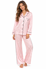 VICTORIA SECRET LONG SATIN PAJAMA SET (BOW LIGHT PINK)