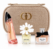 CHRISTIAN DIOR GOLD BAG LIMITED EDITION BAG WITH 3 MINI PERFUME