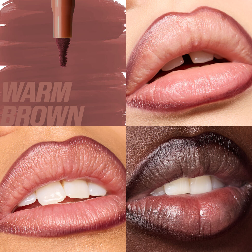HUDA BEAUTY LIP CONTOUR LIP SATIN 12-HOUR WEAR  (WARM BROWN)