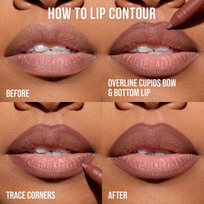 HUDA BEAUTY LIP CONTOUR DUO  BLUSHED PINKS(MUTED PINK-PINKY BROWN)