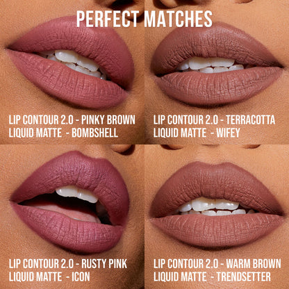 Huda Beauty Lip Liner Lip Contour 2.0 Automatic Matte Lip Pencil (PINKY BROWN -BOMBSHELL)