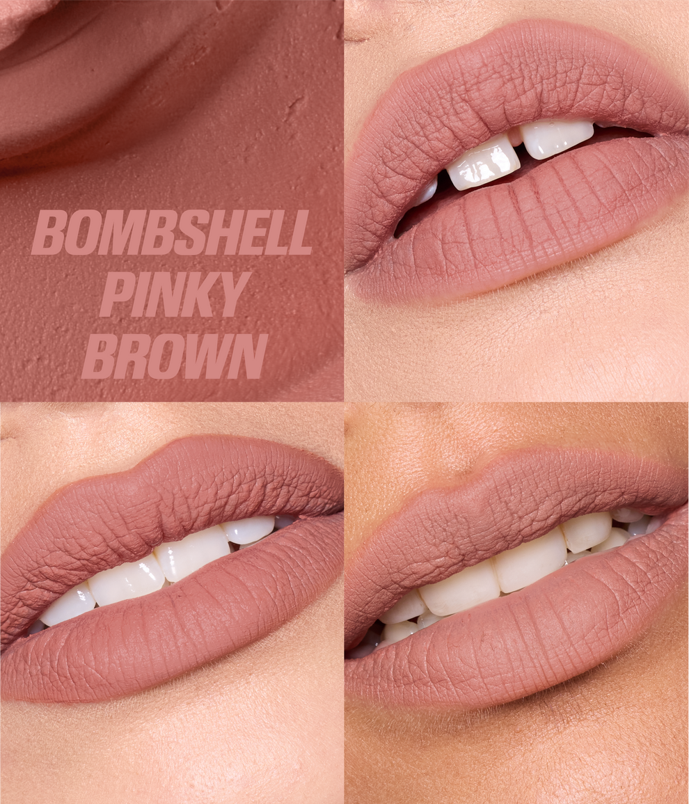 HUDA BEAUTY LIQUID MATTE MOOUSSE SOFT BLUR LIP CREAM (Bombshell pink brown)