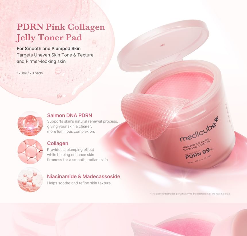 MEDICUBE  PDRN PINK COLLAGEN TONNING GEL TONER PADS